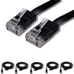 5 adet IRENIS CAT6 Kablo Yassı Ethernet Network Lan Ağ Kablosu 25cm Siyah