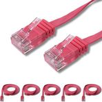 5 adet IRENIS CAT6 Kablo Yassı Ethernet Network Lan Ağ Kablosu 5 Metre Fuşya