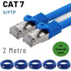 5 adet IRENIS CAT7 Kablo S/FTP Ethernet Network LAN Ağ Kablosu 2 Metre Mavi