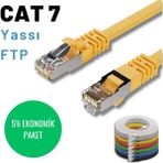 5 Adet Irenıs Cat7 Kablo Yassi Ftp Ethernet Network Lan Kablosu 1 Metre Sari