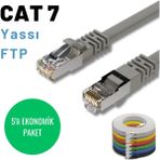 5 Adet Irenıs Cat7 Kablo Yassi Ftp Ethernet Network Lan Kablosu 2 Metre Gri