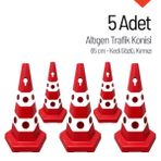 5 Adet Kedi Gözlü Altıgen Trafik Konisi 65 cm Trafik Dubası Seti