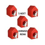 5 Adet Kırmızı Kedi Köpek Evi Kulübesi Yuvası Plastik Demonte Taşınabilir