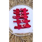 5 adet Kırmızı Türk Bayraklı Ayyıldızlı PAPYON - Standart - Kırmızı - Beyaz