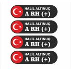 5 Adet Kişiye Özel Kan Grubu Folyo Sticker Kask Motor Bisiklet Oto İsim Kan Grubu 10x3 Cm Çok Renkli