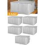 5 Adet - Maxi Boy Gri Benekli Yastık / Battaniye Hurcu - 70X45X40 cm - Beyaz - 75 x 45