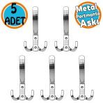 (5 Adet) Metal Krom Portmanto Mobilya Vestiyer Duvar Dolap Elbise Kıyafet Askısı Askılığı Askılık