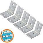 (5 Adet) Mobilya Eşya Dolap Yatak Duvara Sabitleme Köşebent Bağlantı Aparatı L Demiri Gönye 35X35X20 mm - Gri - 1