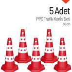 5 Adet PPC Trafik Konisi 50 cm Trafik Dubası Seti