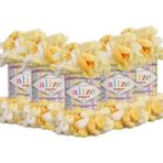 (5 Adet ) Puffy Color El Örgü Ipliği 5'li Paket - 5921 Sarı - 100 Gr. 9 Mt. Parmak Örgü Ipi