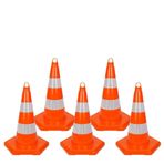 5 Adet PVC Trafik Konisi 50 cm Reflektifli - Ağırlıksız Trafik Dubası