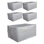 5 Adet - Sandık Tipi Hurç Maxi - Yastık&Yorgan Vb. Hurcu 75x40x40 - Leke Tutmaz Çizgili Model - Gri