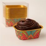 5 Adet Tutku Desenli Dikdörtgen Alüminyum Muffin Kek Kalıbı 12 Li