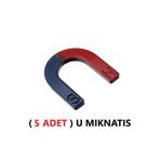 (5 ADET) U Mıknatısı 38.5x35,6 mm Deney Malzemesi Okul Projeleri At Nalı Mıknatıs Kırmızı Mavi