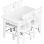 5 Adet Yemek Masası Sandalye Modeli Set 1/12TH Dollhouse Minyatür Mobilya Beyaz (Yurt Dışından)