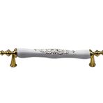 5 Adet Zeytindalı Porselen Model Kulp Mobilya Mutfak Çekmece Kapak Kulbu Beyaz/Sarı (5, Beyaz/Sarı, 128mm)