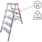 5 Basamaklı Çift Çıkışlı Merdiven (Accm.03) - Gümüş