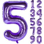 5 Beş Rakam Mor Folyo Balon 32"-34" Inc 80 cm