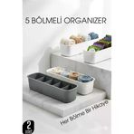 5 Bölmeli Dolap Çekmece İçi 2’Li Set Organizer Kutusu (Gri & Beyaz) 722440