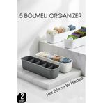 5 Bölmeli Dolap Ve Çekmece İçi 2’Li Set Organizer Kutusu (Gri & Beyaz) 722440