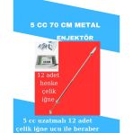 5 Cc Uzatmalı Enjektör 70 Cm Metal 14G İğne Ucu 12Li Set Henke