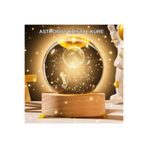 5 cm 3D Kristal Astronot Küre Lamba – Dekoratif LED Işıklı Ahşap Stand BX-Z6URJTWWGDVWK