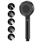 5 Fonksiyonlu Turbo Fan Duş Başlığı – Siyah, Yüksek Basınçlı, Su Tasarruflu, Masaj & Yağmur Spreyli, Modern Şık Tasarım - 1 lt