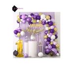 5 Harf Isimli 1 Yaş Macaron Mor Balon Zinciri Seti Gölge Mor Altın Balon Dekorasyon