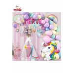 5 Harfli Yaş Unicorn Temalı Iyi Ki Doğdun Makaron Balon Doğum Günü Parti Kutlama Seti Süsü, 752527525707557