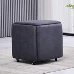 5 in 1 PU Deri Oturma Küp Döner Tekerlekler ile İstiflenebilir Yuvalama Osmanlı Tabure Hareketli Kanepe Sandalye Giyinme Koltuğu Oturma Odası Yatak Odası için 14x14x15 Deri Osmanlı