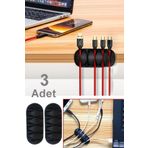 5 Kanallı Kablo Tutucu Düzenleyici(Tek Pakette 3 Adet Kablo Düzenleyici Set 3 Adet Yapışkanlı Set