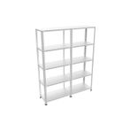 5 Katlı 2'li Duble Galvaniz Çelik Arşiv Depo Rafı 43x120x200cm Depo Ofis Mutfak Rafı Gri