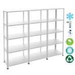 5 Katlı 3'Lü Bitişik Paslanmaz Krom Raf - Inox Soğuk Oda Rafı, Buzhane Rafı 43X93 Cm 200 Cm 1.00 Mm