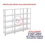 5 Katlı 3'Lü Galvaniz Çelik Raf - Depo, Arşiv, Kiler, Dosya, Market Rafı 59X75 Cm 200 Cm 1.50 Mm