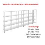 5 Katlı 6'Lı Galvaniz Çelik Raf - Depo, Arşiv, Kiler, Dosya, Market Rafı 59X75 Cm 100 Cm 1.50 Mm