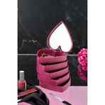 5 Katlı Aynalı Kalp Dönüşlü Ahşap Bej Takı Organizer Kutusu