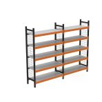 5 Katlı Duble Dekoratif Midi Rack - Ekonomik Depo,Arşiv, Kiler Rafı Siyah-Turuncu 46X90 Cm 150 Cm