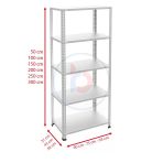 5 Katlı Galvaniz Çelik Raf - Depo, Arşiv, Kiler, Dosya, Market Rafı 59X93 Cm 150 Cm 1.50 Mm