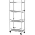 5 Katmanlı Ağır Hizmet Tipi 304 Paslanmaz Çelik Mutfak Rafı Depolama Ünitesi Tekerlekli Metal Çalışma Masası nizer Tencere ve Dekor için Çok Yönlü Raf (15.7"x15.7"x46")