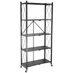 5 katmanlı ağır hizmet tipi katlanır raf, tekerlekli, 80 cm genişliğinde metal depolama rafı, mutfak, oturma odası, yatak odası, ofis ve garaj için, 176 cm uzunluğunda yer tasarrufu sağlayan nizer