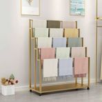 5 katmanlı altın Metal zemin ayakta eşarp ekran standı ticari giyim mağazası başörtüsü bağları kemerler ve havlu butik pantolon asılı raf
