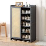 5 Katmanlı Bambu Ayakkabı Saklama Dolabı - Giriş Yolu için Bağımsız Düzenleyici, Botlar, Topuklar, Spor Ayakkabılar ve Sandalet için Büyük Kapasiteli (60x32x93cm/24x13x37 inç), Şık Gri Tasarım