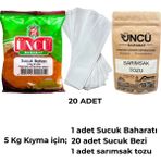 5 kg Tokat Bez Sucuk Seti.sucuk Baharatı 140 Gr,sucuk Bezi 20 Adet ,sarımsak Tozu 150 gr