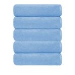 5 li Otel Banyo Havlusu Pamuklu 70X145 Cm Renkli 16/1 Avs 440 Gr Mavi