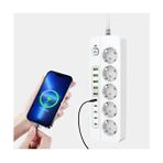 5 Li Priz 5x Soket 4x USB 5x Pd Şarj Termal Akım Korumalı Priz 2 Metre Kablo Çoklu Priz - Beyaz