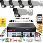 5 li Sesli Araç İnsan Yüz Tanımalı Hareket Algılayan 5 MP Lens 9 Warm Led Gece Renkli Kamera Seti 5909WS