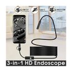5 M Endoskop 3 In 1 Yılan Kamera USB Micro USB Type-C Sert Kablo - Çok Renkli