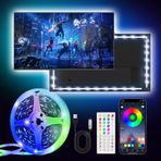 5 m LED TV arka plan aydınlatması, LED lambalar, TV için, uzaktan kumandalı, uygulama kontrolü, USB ile çalışır, RGB renk değiştiren ışık şeritleri, ev sineması için, 65 – 75 inç televizyon ve