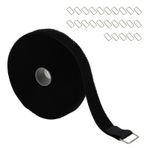 5 m x 2,5 cm cırt cırtlı bant, 25 tokalı, serbest kesilebilir, cırt cırtlı bant, tekrar kapatılabilir cırt cırtlı kablo bağı, cırt cırtlı bant, siyah, ofiste çok yönlü uygulamalar için