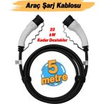 (5 Metre) Araç Şarj Kablosu 22 Kw 3 Faz Type-2 Soket Elektrikli Çift Taraflı Soketli Tak Çıkart - 56756765